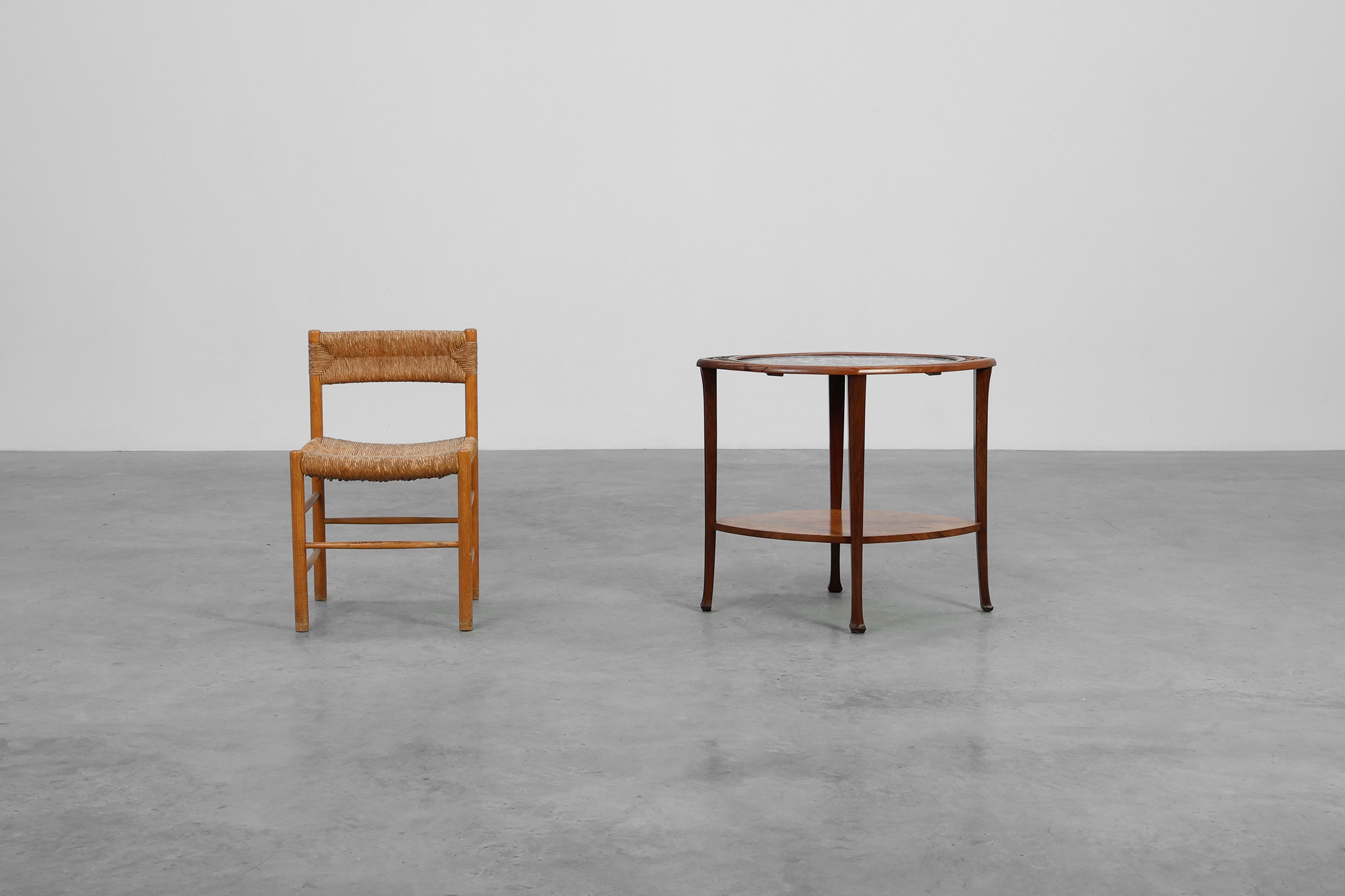 Art Nouveau Side Table in Walnut and Marble, France ca. 1915thumbnail